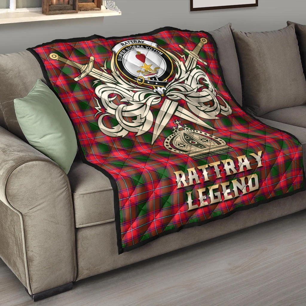 Rattray Modern Tartan Crest Legend Gold Royal Premium Quilt