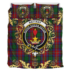 Rattray of Lude Tartan Crest Bedding Set - Golden Thistle Style