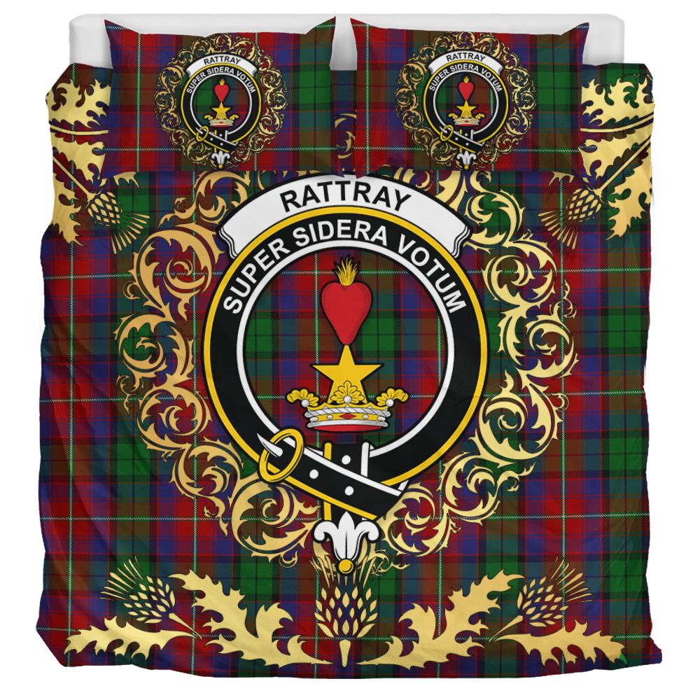 Rattray of Lude Tartan Crest Bedding Set - Golden Thistle Style