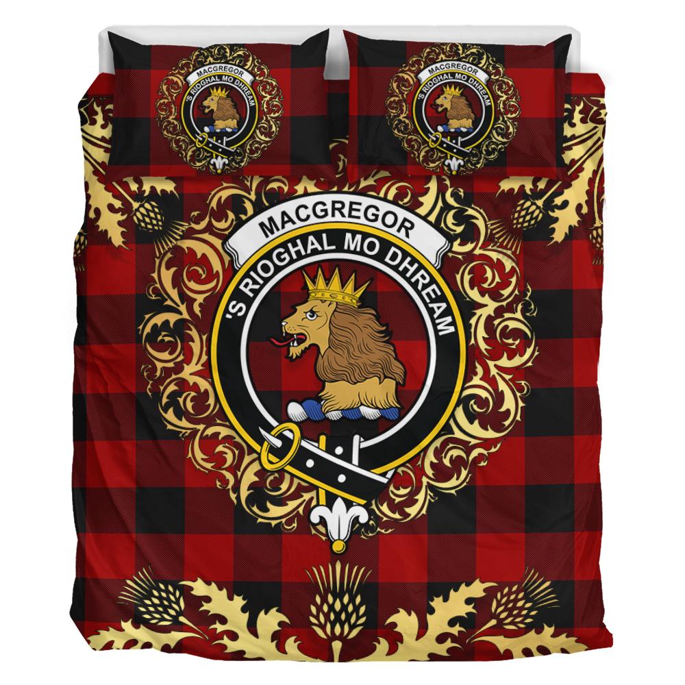 Rob Roy Macgregor Tartan Crest Bedding Set - Golden Thistle Style