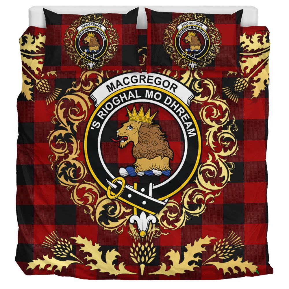 Rob Roy Macgregor Tartan Crest Bedding Set - Golden Thistle Style
