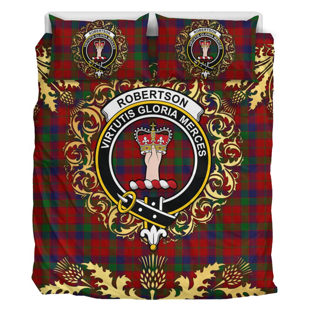 Robertson 02 Tartan Crest Bedding Set - Golden Thistle Style