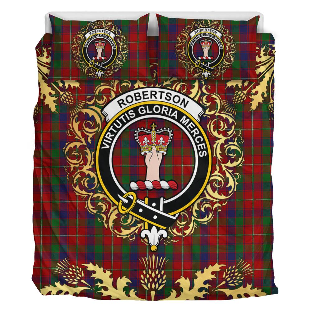 Robertson 03 Tartan Crest Bedding Set - Golden Thistle Style