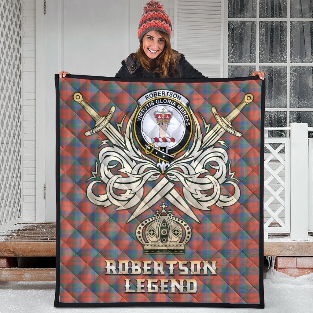 Robertson Ancient Tartan Crest Legend Gold Royal Premium Quilt
