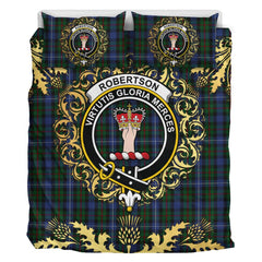 Robertson Hunting 02 Tartan Crest Bedding Set - Golden Thistle Style