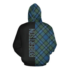 Robertson Hunting Ancient Tartan Hoodie Half of Me - Cross Style