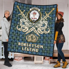 Robertson Hunting Ancient Tartan Crest Legend Gold Royal Premium Quilt