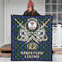 Robertson Hunting Modern Tartan Crest Legend Gold Royal Premium Quilt
