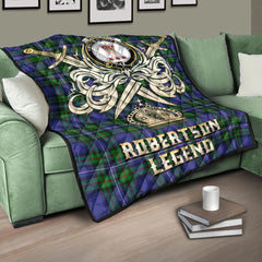 Robertson Hunting Modern Tartan Crest Legend Gold Royal Premium Quilt