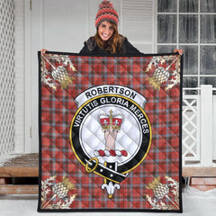 Robertson Weathered Tartan Crest Premium Quilt - Gold Thistle Style