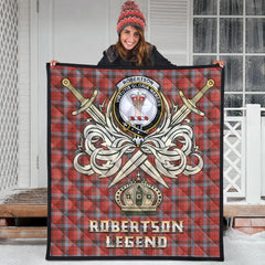 Robertson Weathered Tartan Crest Legend Gold Royal Premium Quilt