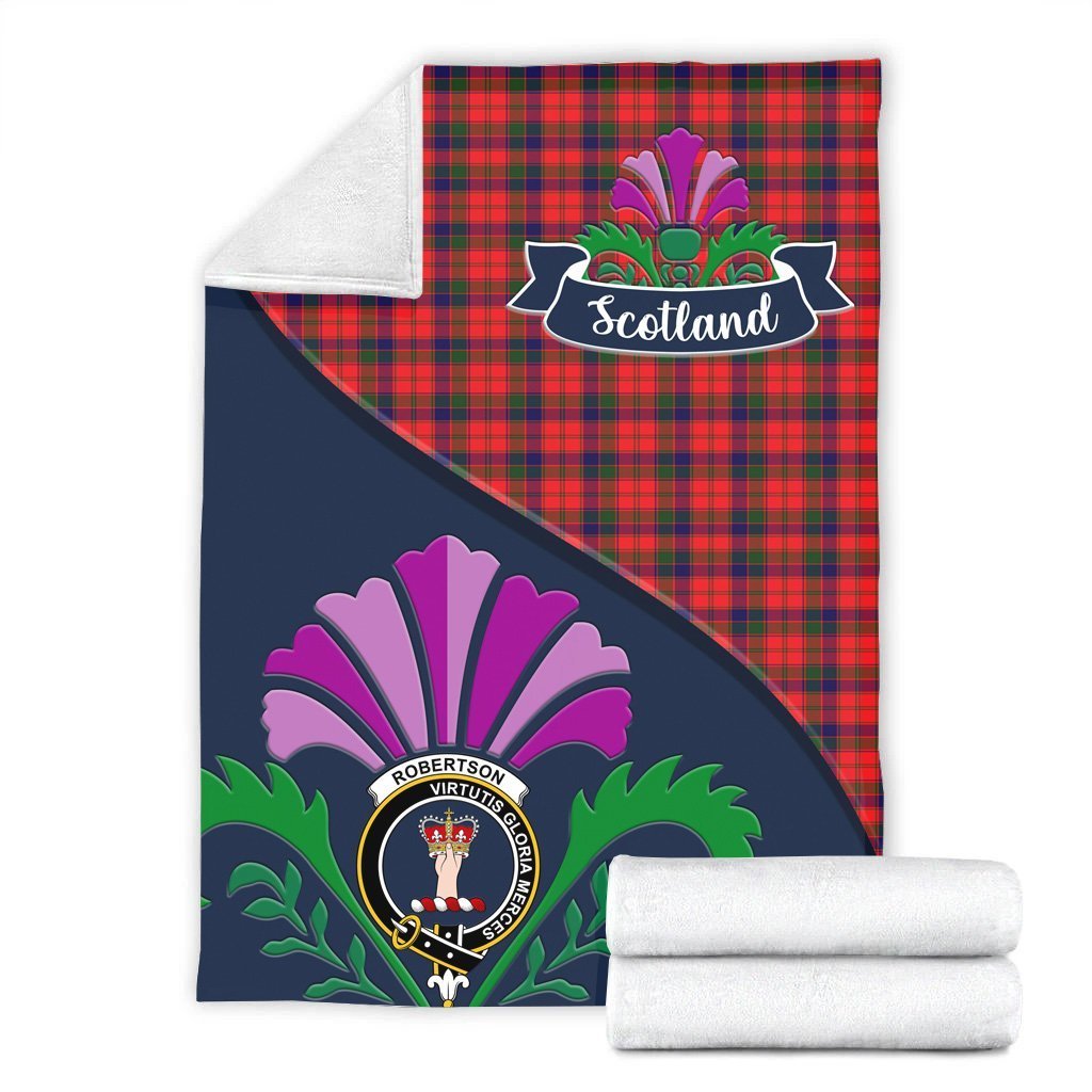 Robertson Tartan Crest Premium Blanket - Thistle Style
