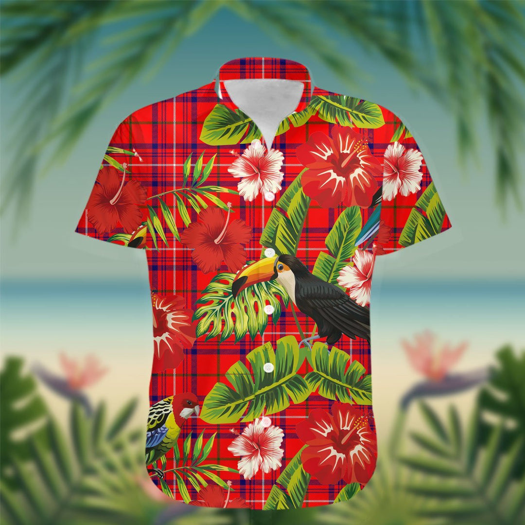 Rose Tartan Hawaiian Shirt Hibiscus, Coconut, Parrot, Pineapple - Tropical Garden Shirt