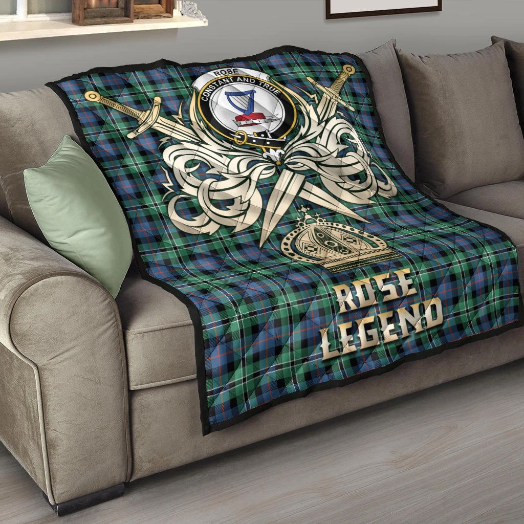 Rose Hunting Ancient Tartan Crest Legend Gold Royal Premium Quilt