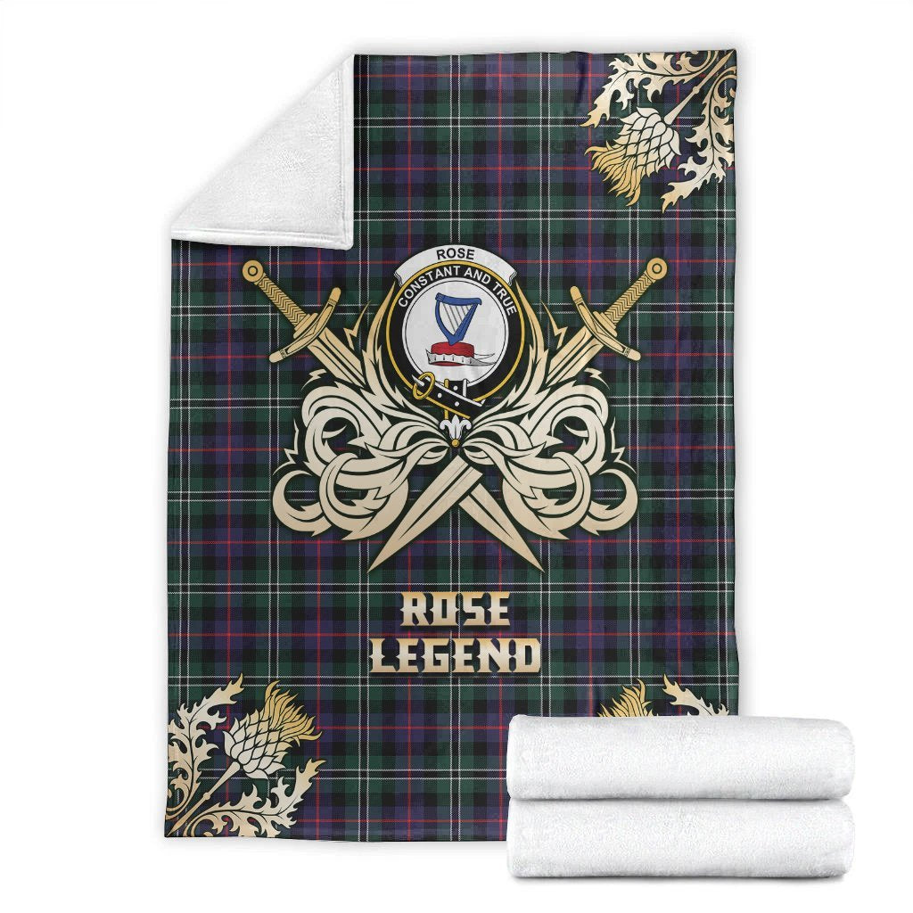 Rose Hunting Modern Tartan Gold Courage Symbol Blanket