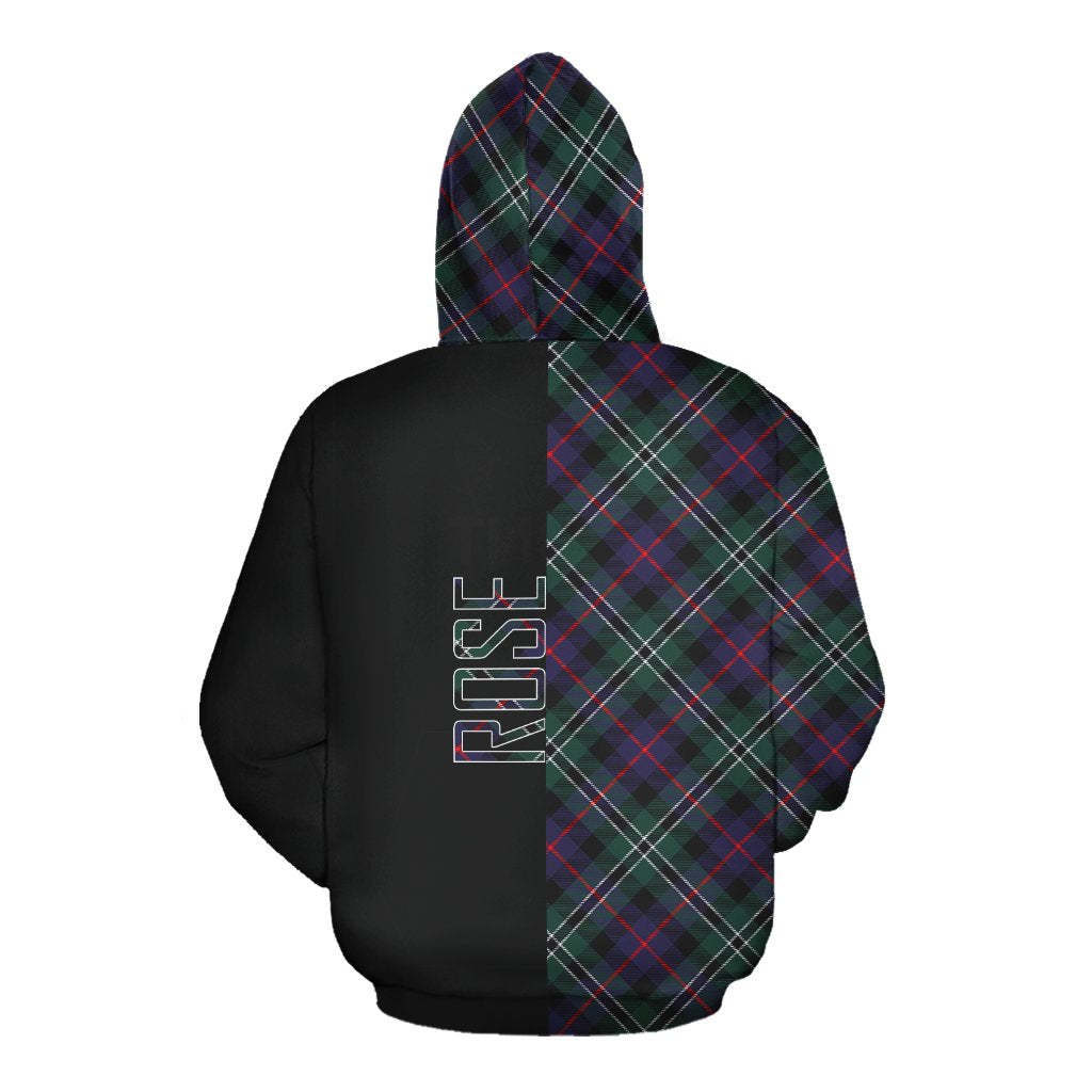 Rose Hunting Modern Tartan Hoodie Half of Me - Cross Style