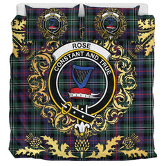 Rose Hunting Modern Tartan Crest Bedding Set - Golden Thistle Style