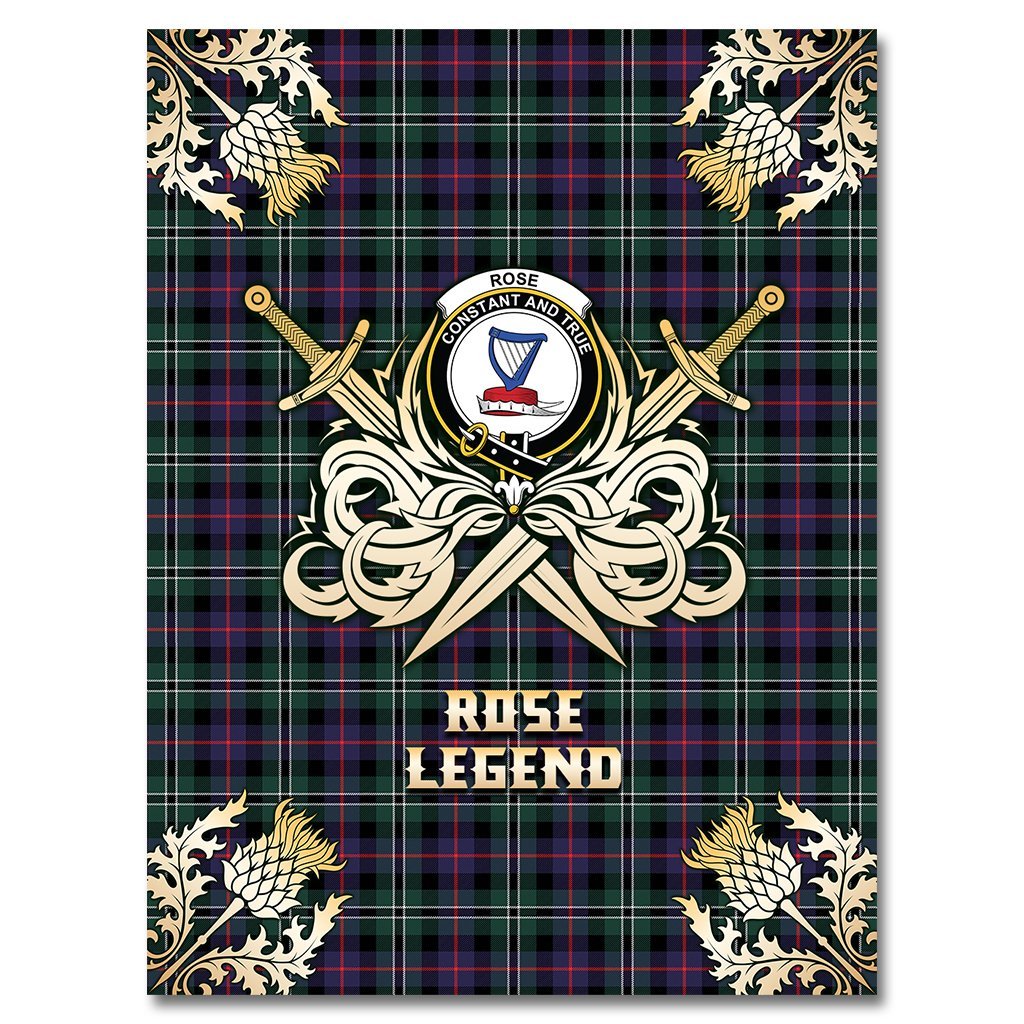 Rose Hunting Modern Tartan Gold Courage Symbol Blanket