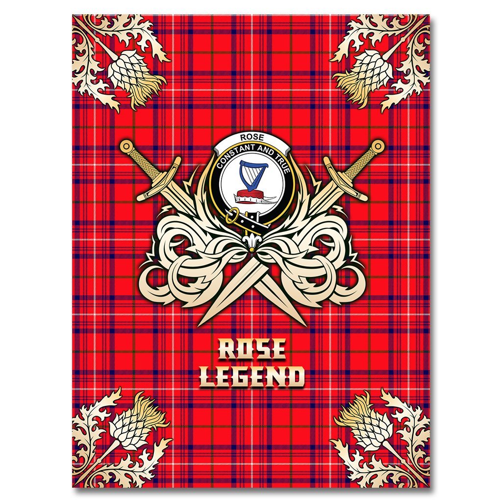 Rose Modern Tartan Gold Courage Symbol Blanket