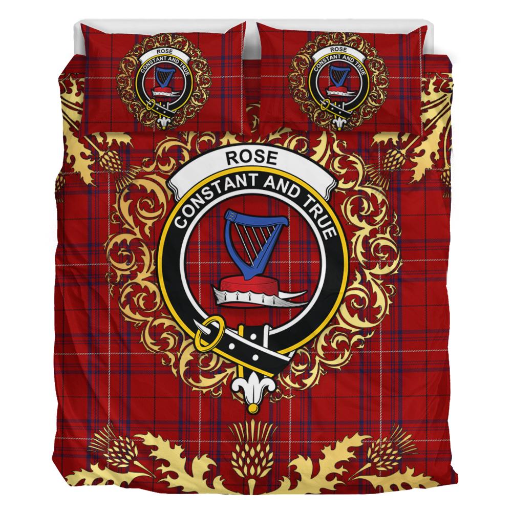Rose of Kilravock Tartan Crest Bedding Set - Golden Thistle Style