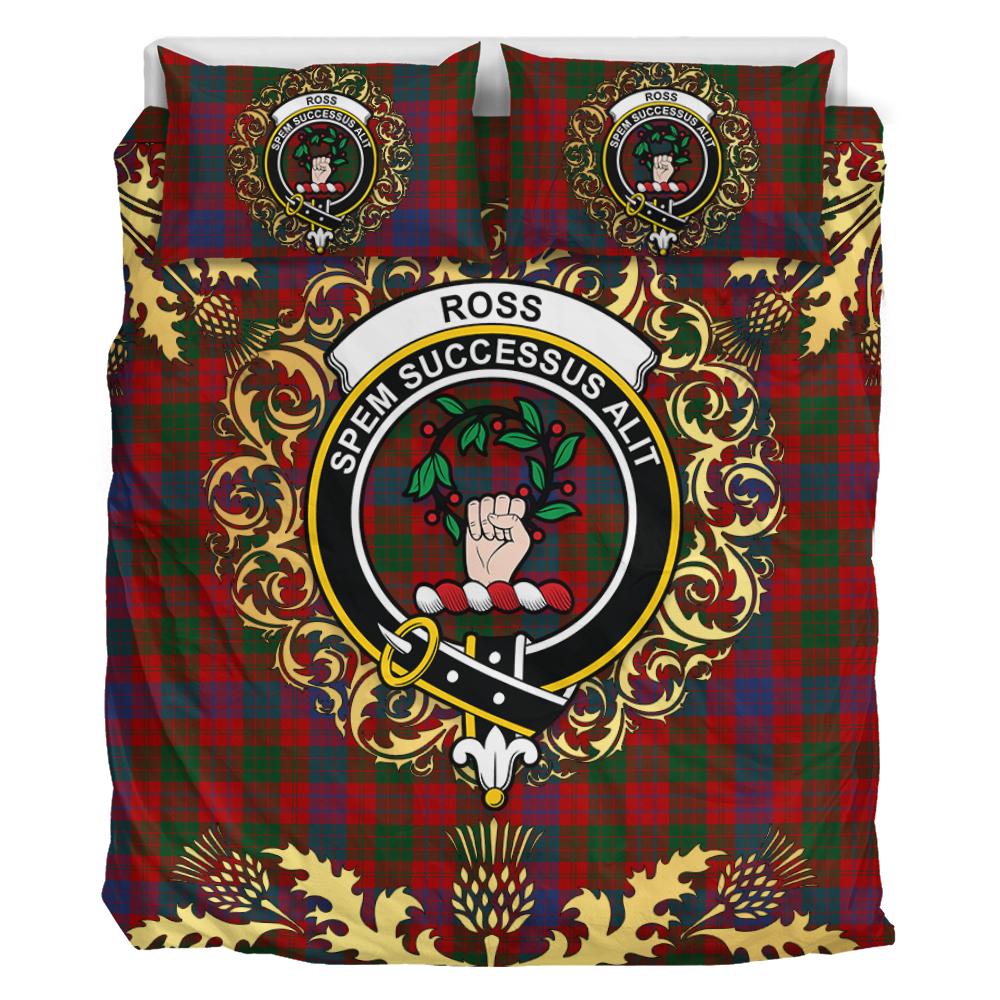 Ross 01 Tartan Crest Bedding Set - Golden Thistle Style