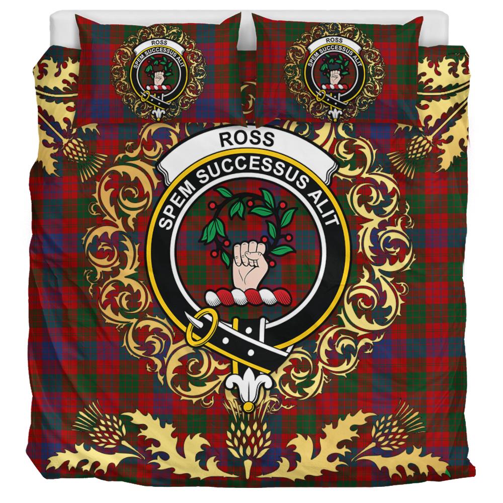 Ross 01 Tartan Crest Bedding Set - Golden Thistle Style