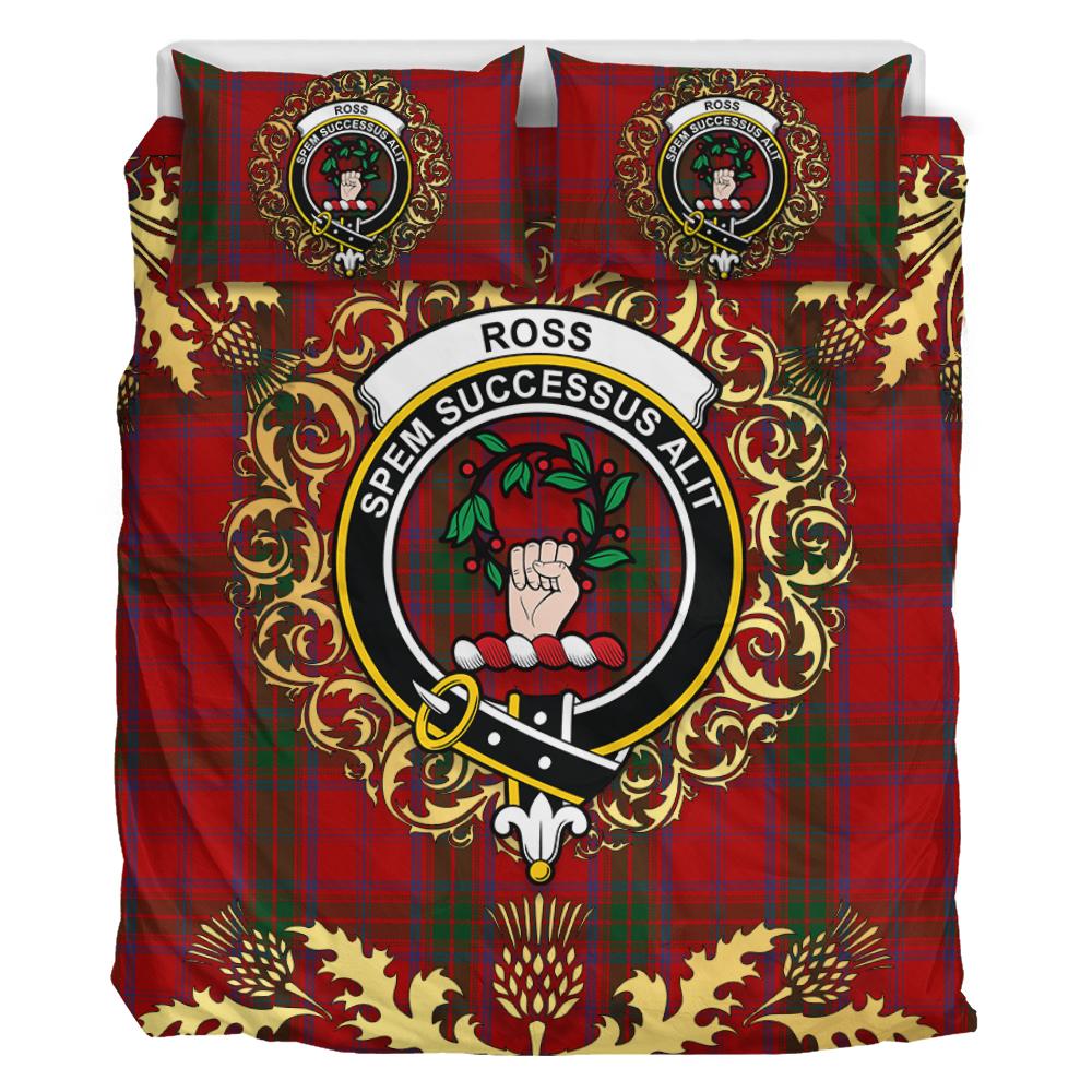 Ross 02 Tartan Crest Bedding Set - Golden Thistle Style