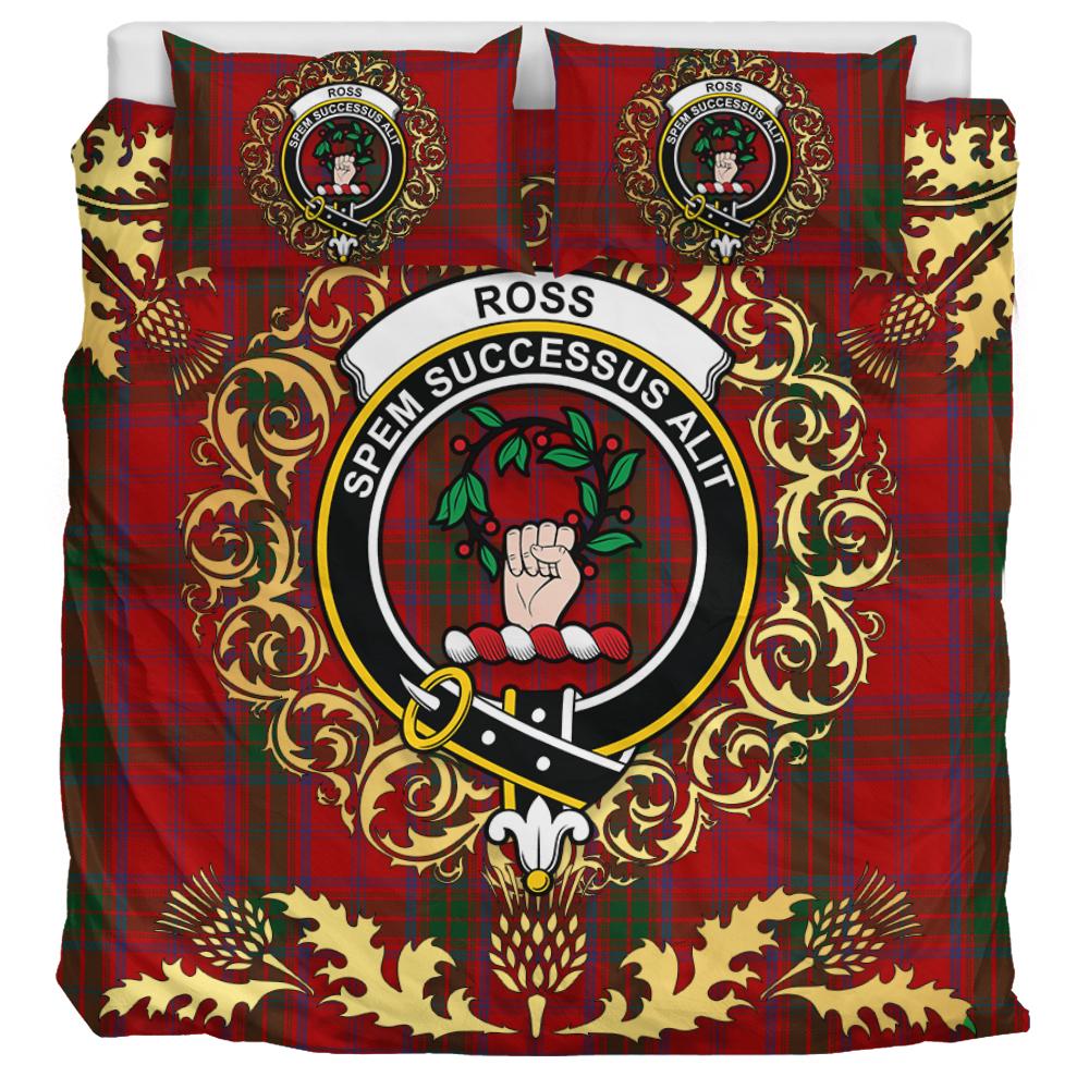 Ross 02 Tartan Crest Bedding Set - Golden Thistle Style