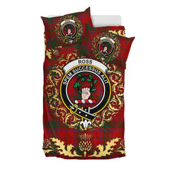 Ross 07 Tartan Crest Bedding Set - Golden Thistle Style