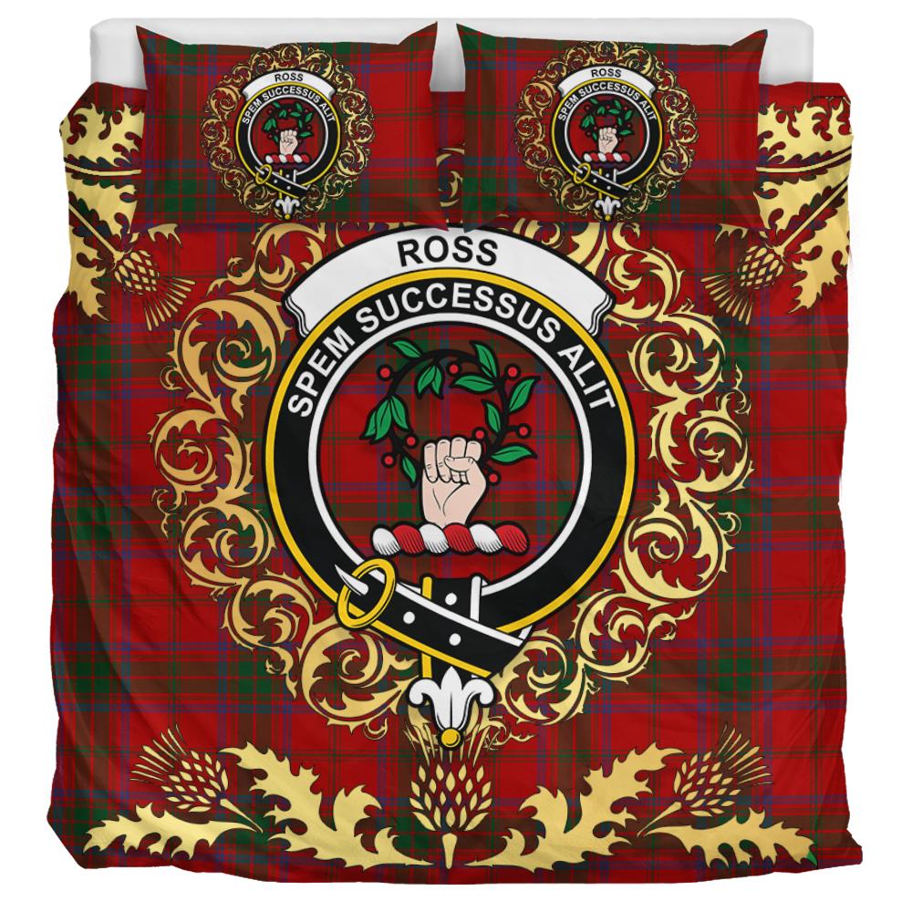 Ross 07 Tartan Crest Bedding Set - Golden Thistle Style