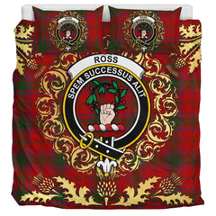 Ross 07 Tartan Crest Bedding Set - Golden Thistle Style