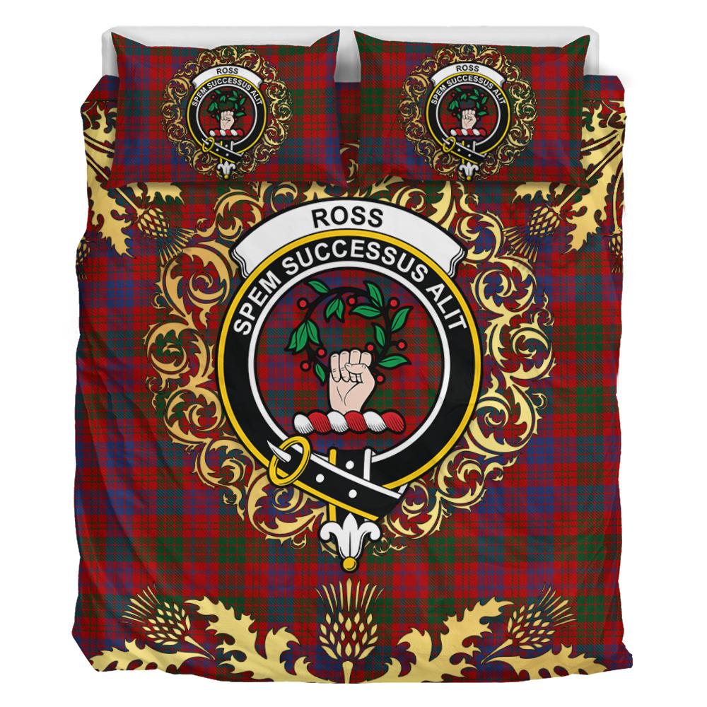 Ross 08 Tartan Crest Bedding Set - Golden Thistle Style