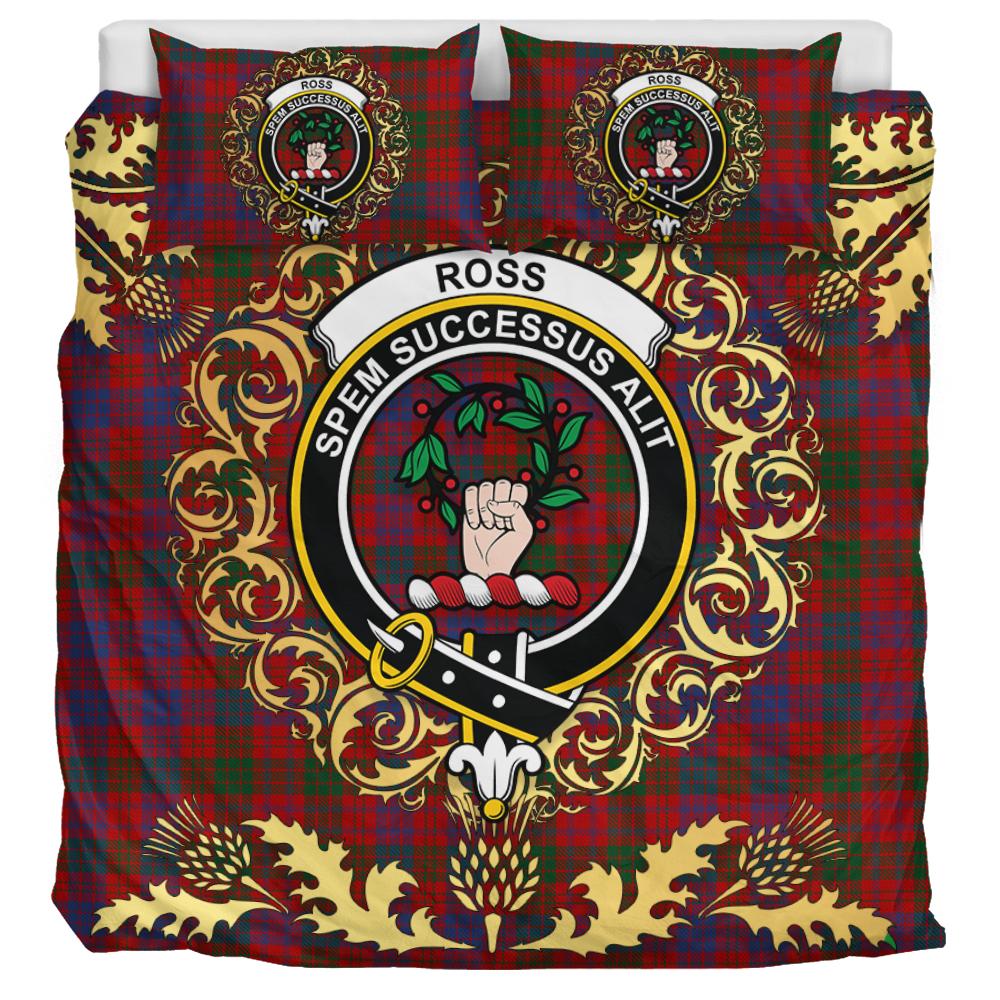 Ross 08 Tartan Crest Bedding Set - Golden Thistle Style