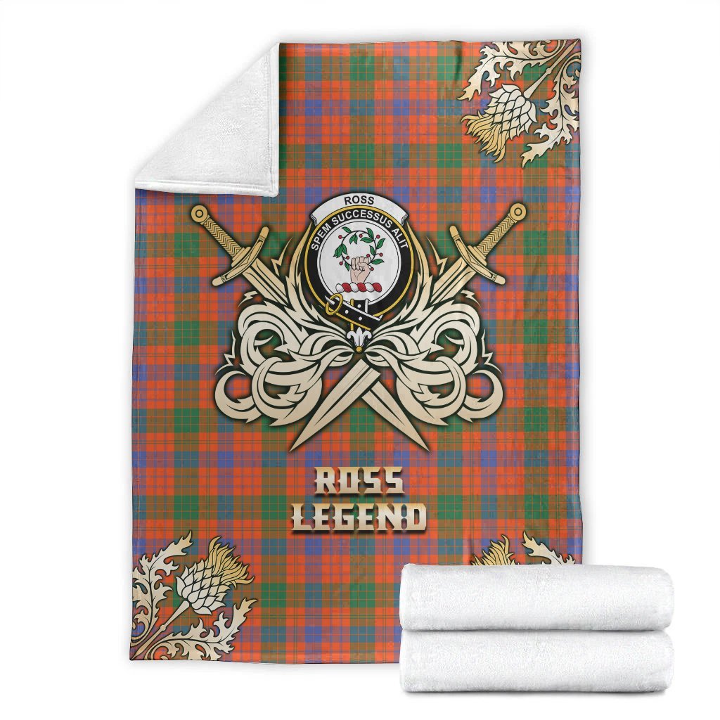 Ross Ancient Tartan Gold Courage Symbol Blanket