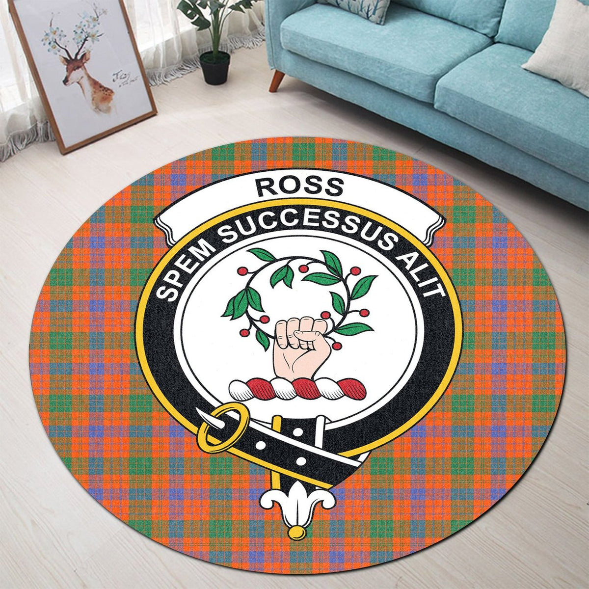 Ross Ancient Tartan Crest Round Rug