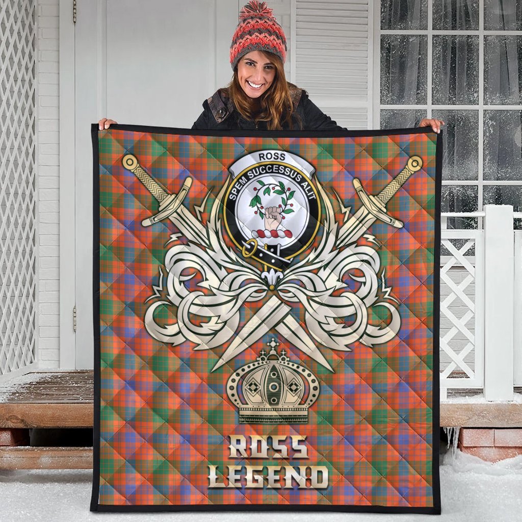 Ross Ancient Tartan Crest Legend Gold Royal Premium Quilt