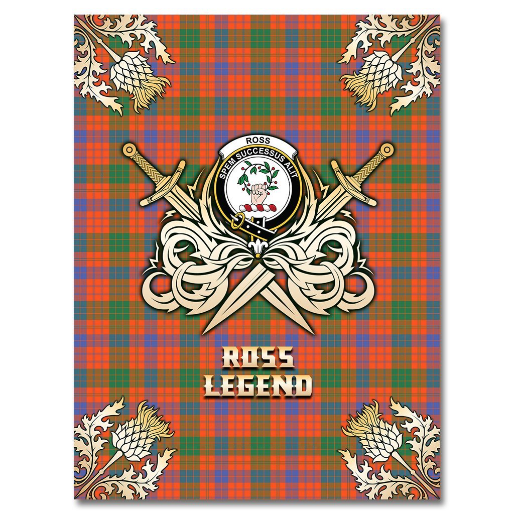 Ross Ancient Tartan Gold Courage Symbol Blanket