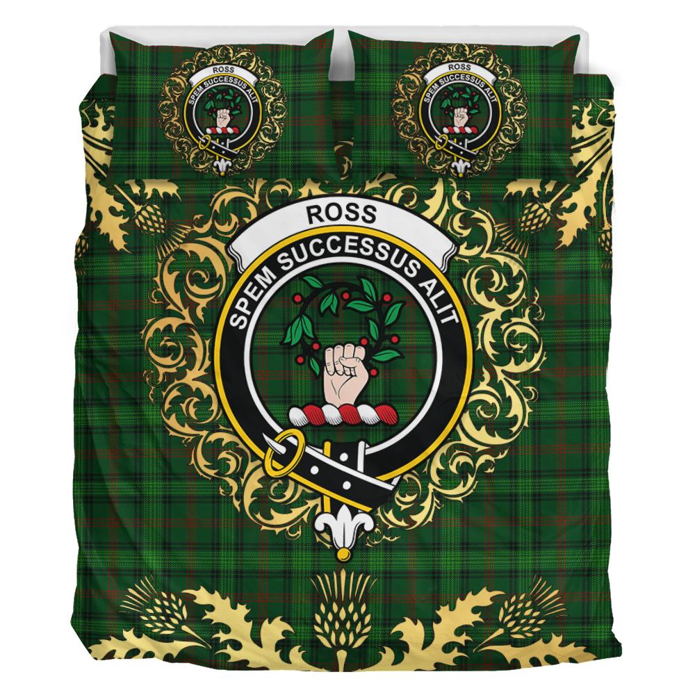 Ross Hunting 02 Tartan Crest Bedding Set - Golden Thistle Style