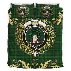 Ross Hunting 02 Tartan Crest Bedding Set - Golden Thistle Style