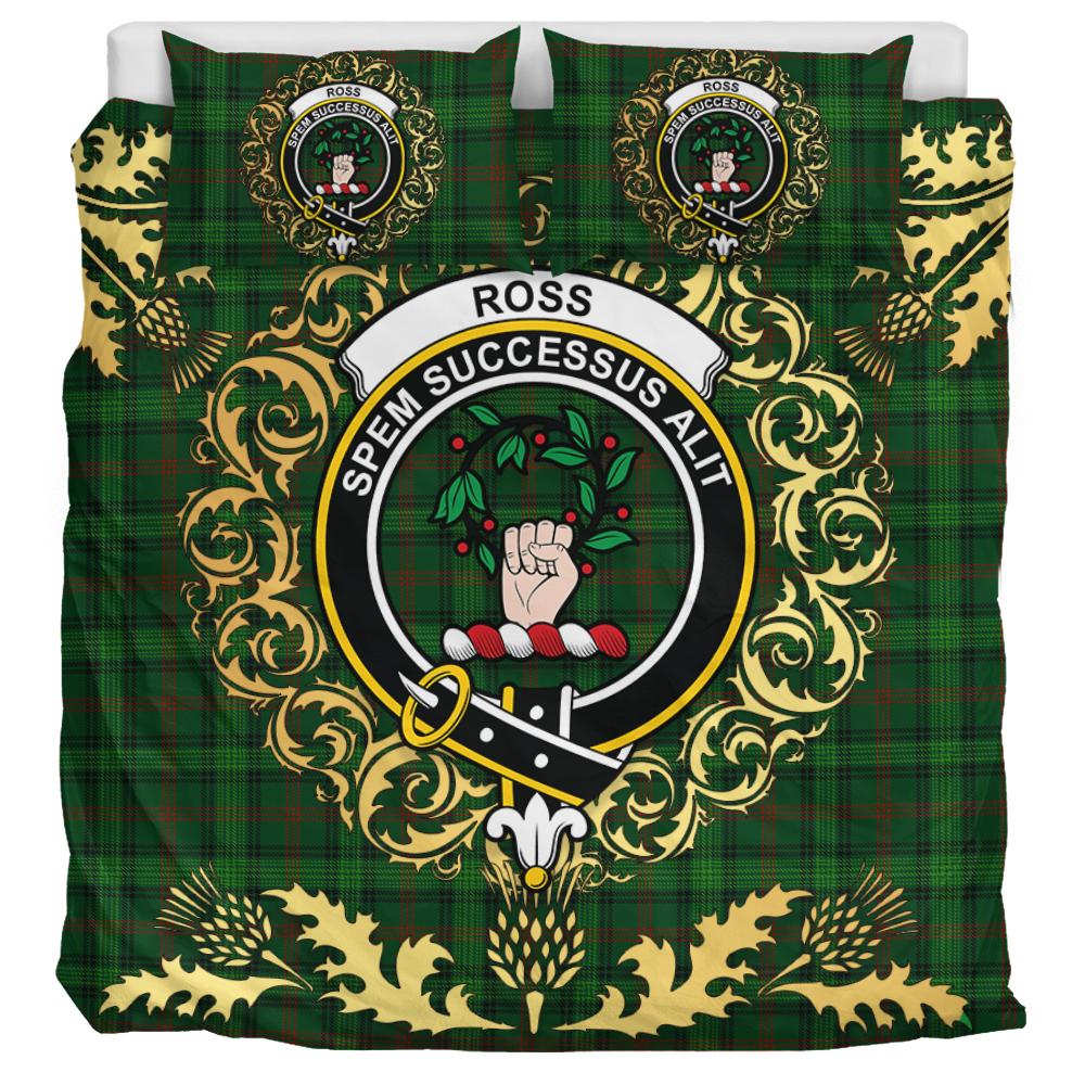 Ross Hunting 02 Tartan Crest Bedding Set - Golden Thistle Style
