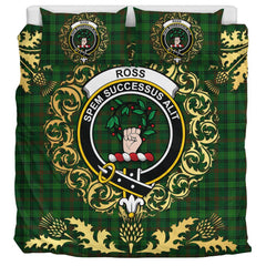 Ross Hunting 02 Tartan Crest Bedding Set - Golden Thistle Style