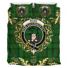 Ross Hunting 03 Tartan Crest Bedding Set - Golden Thistle Style