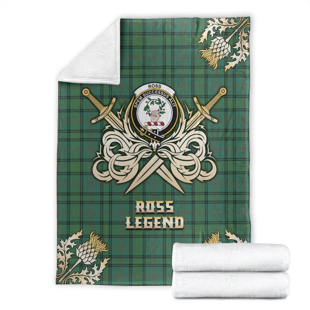 Ross Hunting Ancient Tartan Gold Courage Symbol Blanket