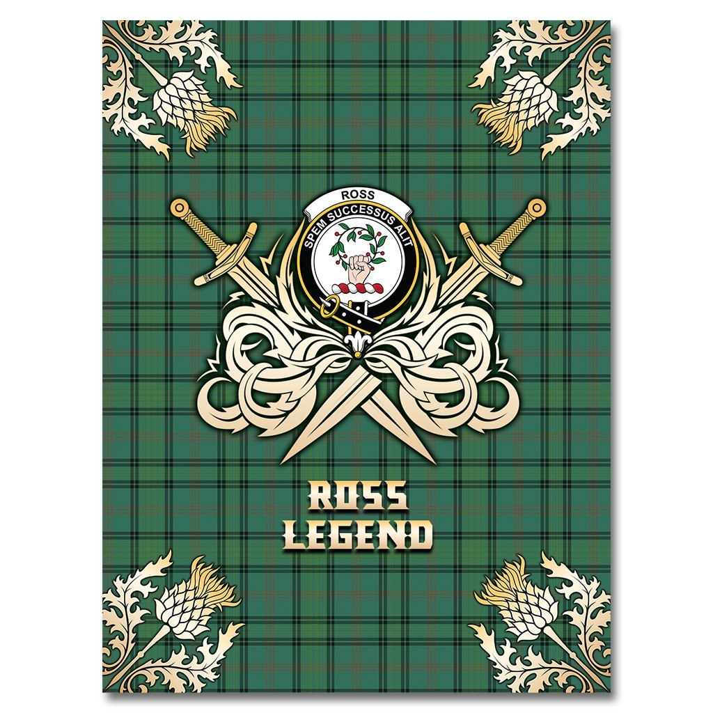 Ross Hunting Ancient Tartan Gold Courage Symbol Blanket