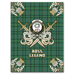 Ross Hunting Ancient Tartan Gold Courage Symbol Blanket