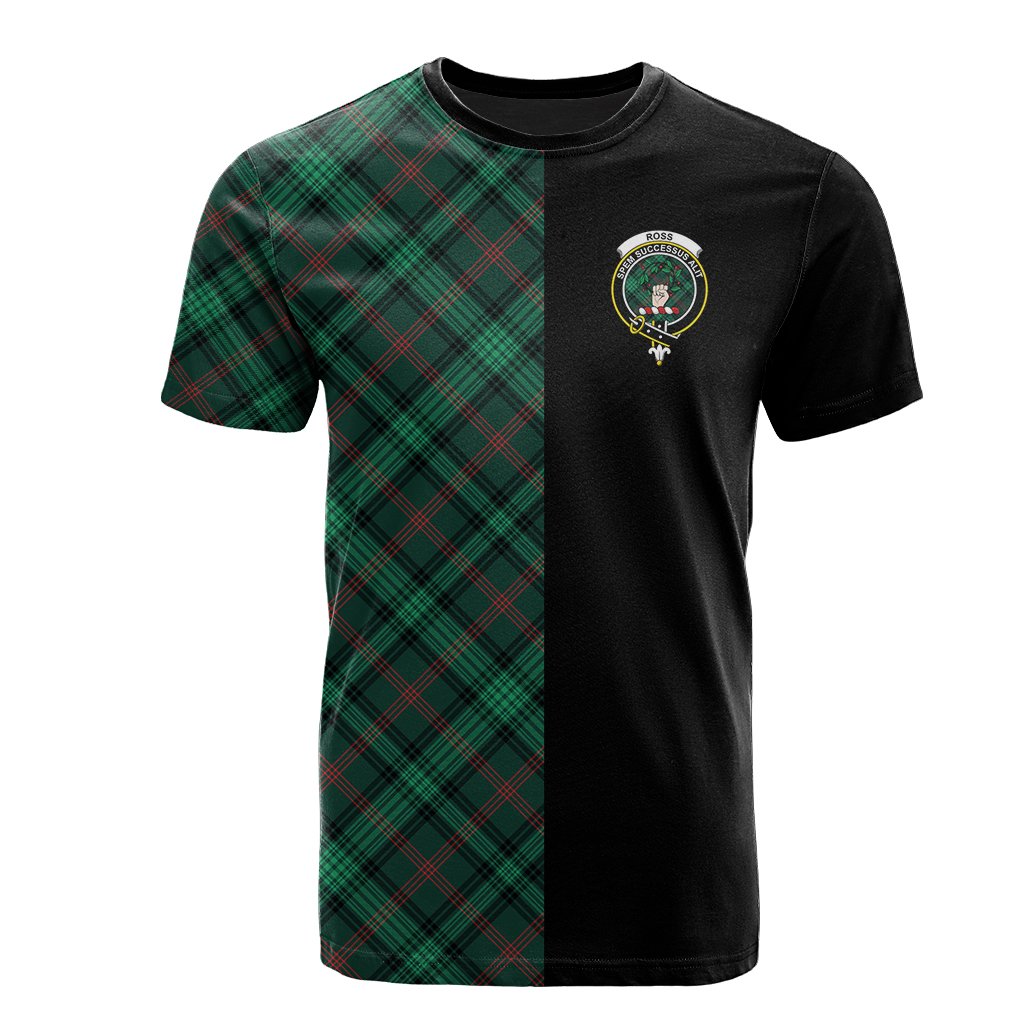 Ross Hunting Modern Tartan T-Shirt Half of Me - Cross Style