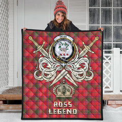 Ross Modern Tartan Crest Legend Gold Royal Premium Quilt