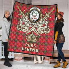 Ross Modern Tartan Crest Legend Gold Royal Premium Quilt