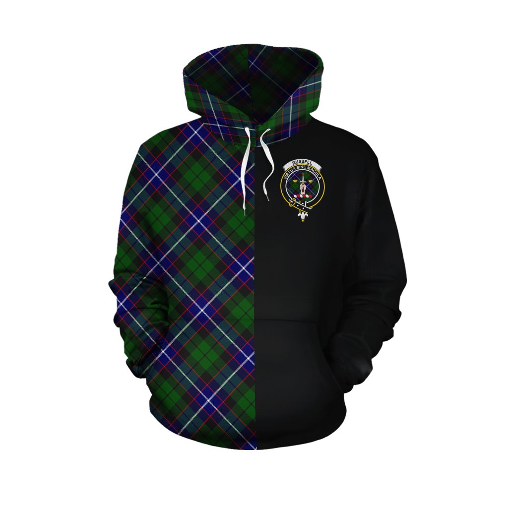 Russell Modern Tartan Hoodie Half of Me - Cross Style