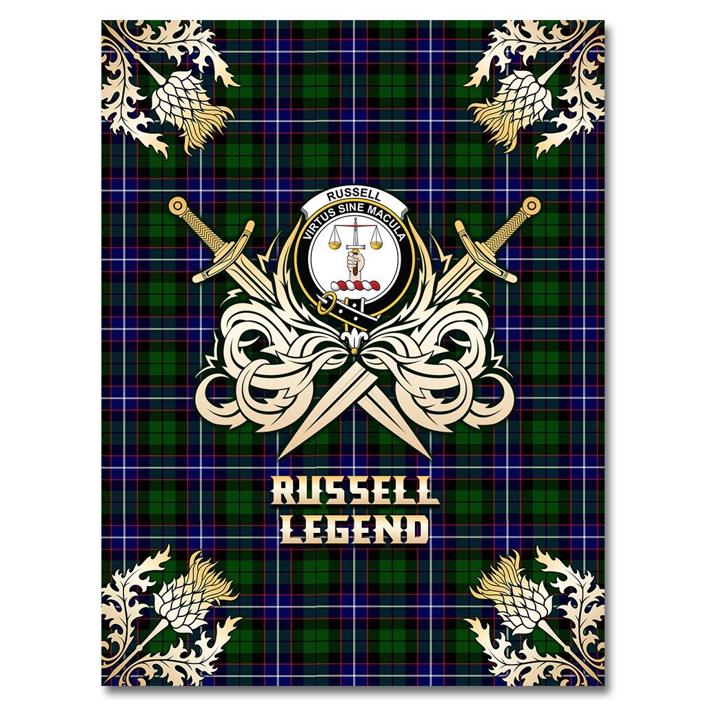 Russell Modern Tartan Gold Courage Symbol Blanket